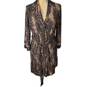 Linea Donatella Wrap Cheetah Animal Print Bathrobe Size S/M